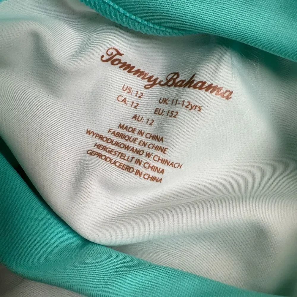 NWOT Tommy Bahama Kids Swim Tropical Flamingo Mint Green Top & Shorts - Size 12